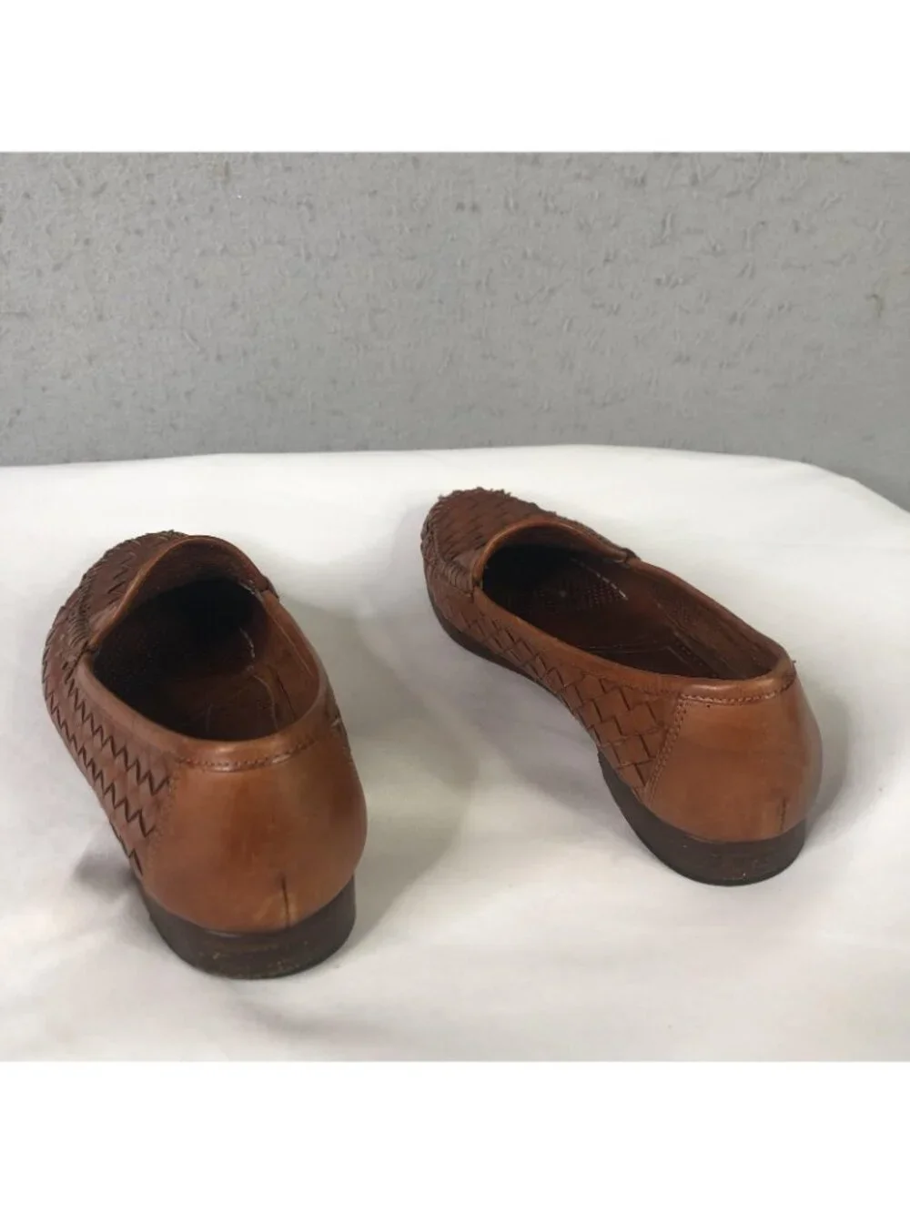 Allen Edmonds Shoes Women 7 Brown Woven Leather Loafer Flats Old Money Preppy